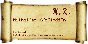Milhoffer Kálmán névjegykártya